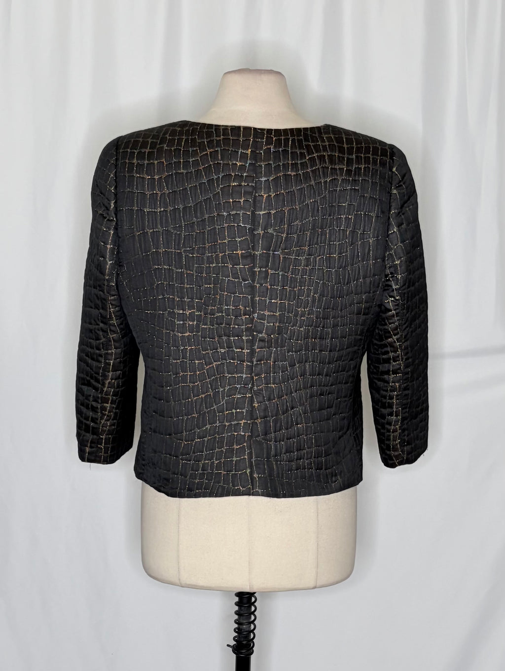 Armani Collezioni Metallic Collarless Jacket IT 50 NWOT
