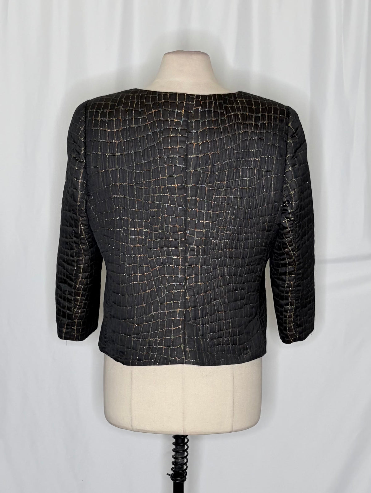 Armani Collezioni Metallic Collarless Jacket IT 50 NWOT