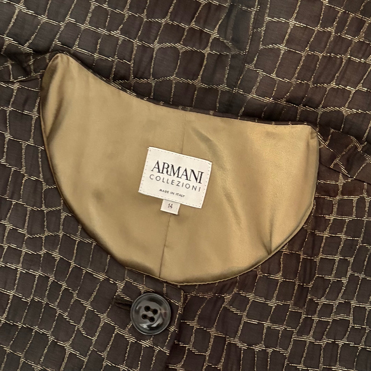 Armani Collezioni Metallic Collarless Jacket IT 50 NWOT