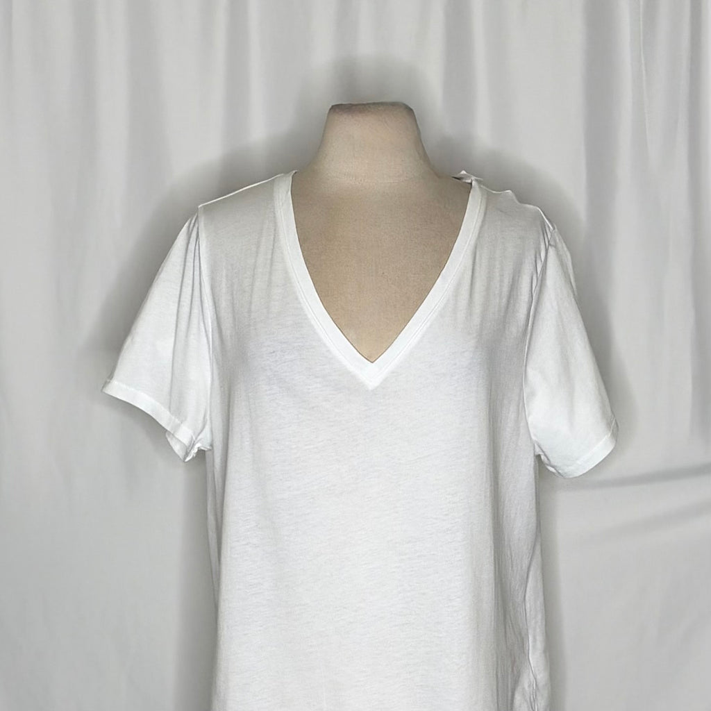 NWT J.Crew Vintage Jersey V-Neck T-Shirt White X-Large