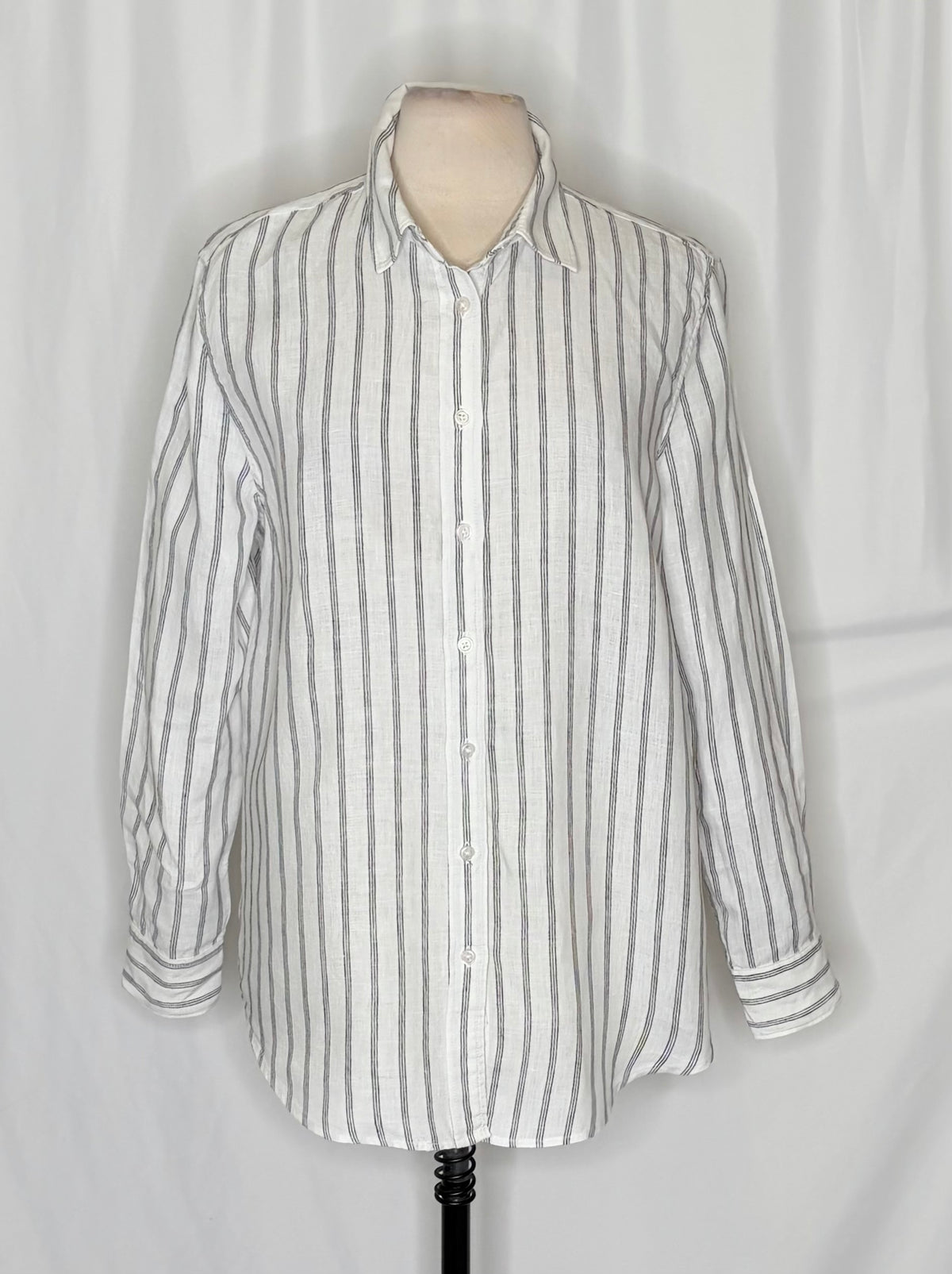 Quince European Linen Striped Shirt Large