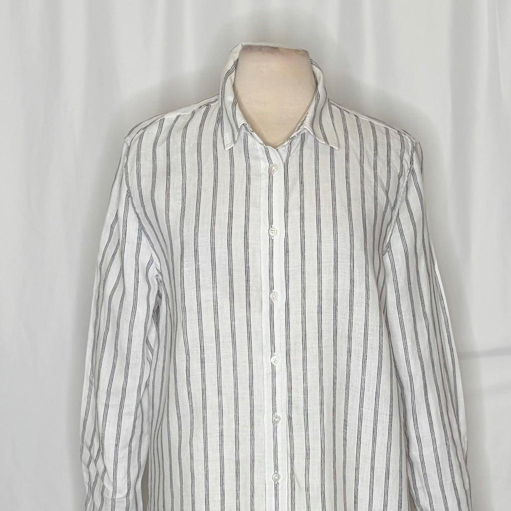 Quince European Linen Striped Shirt Large