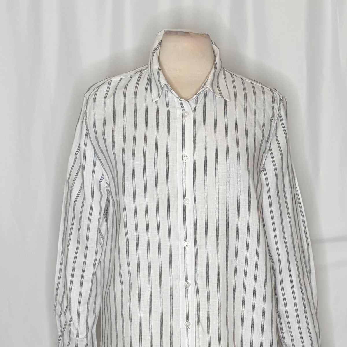 Quince European Linen Striped Shirt Large