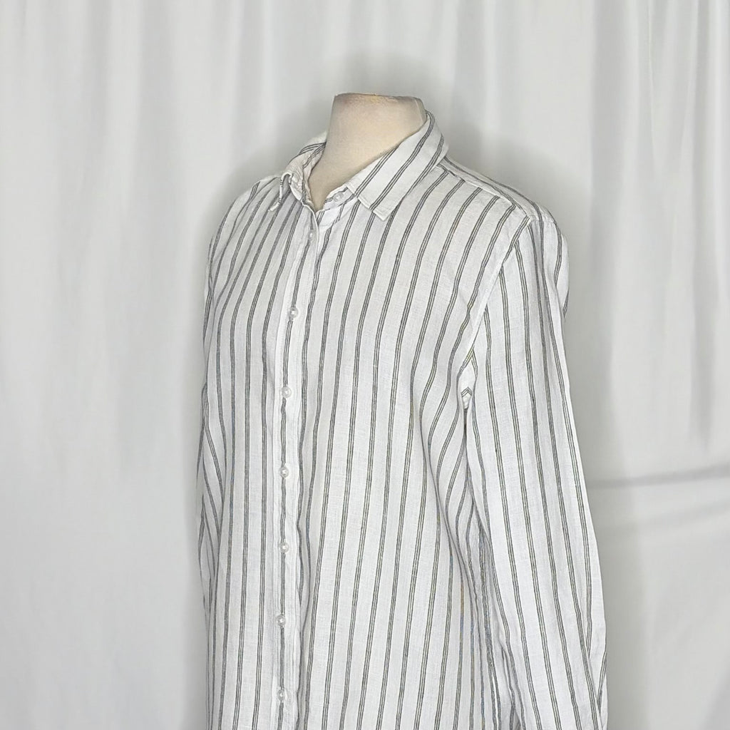 Quince European Linen Striped Shirt Large