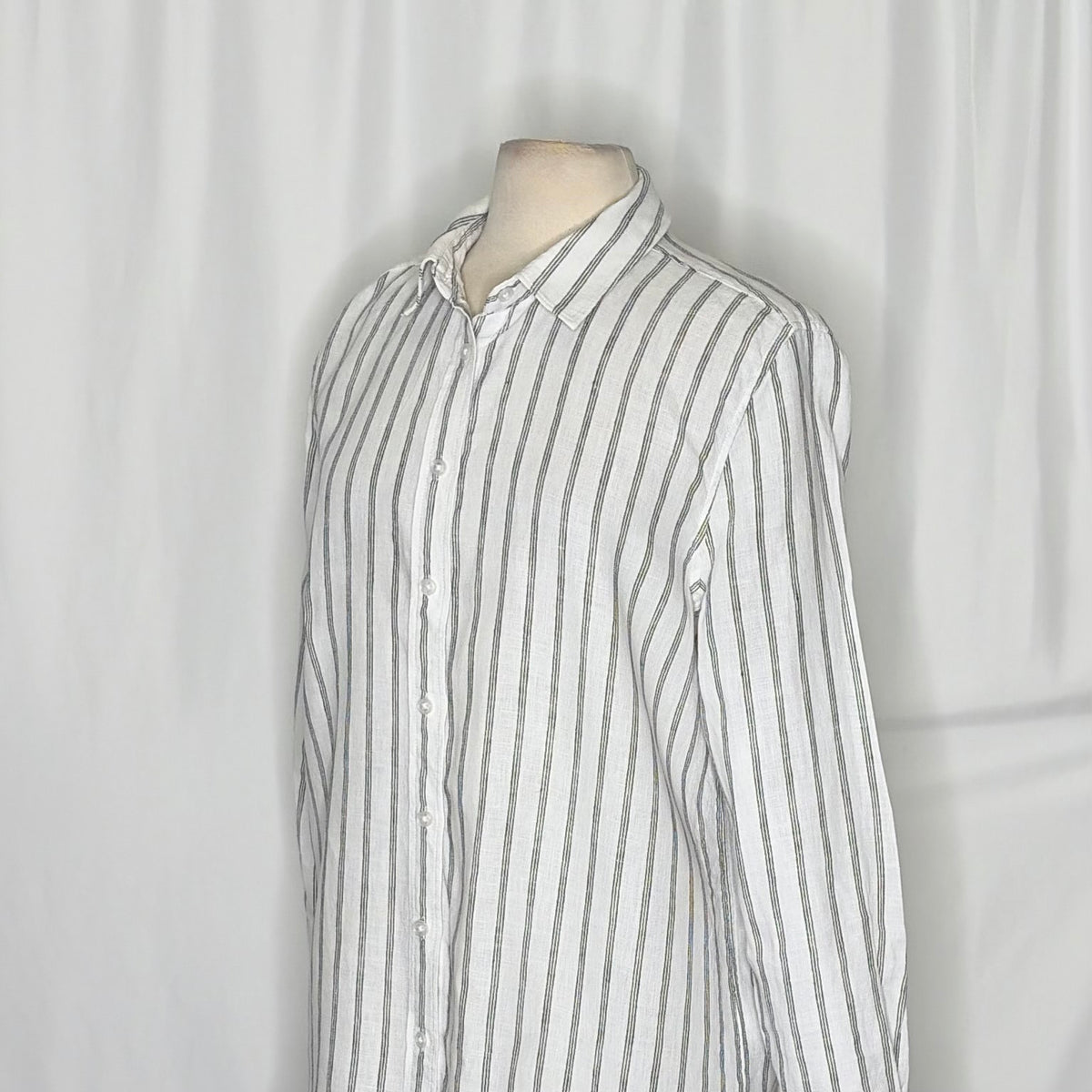 Quince European Linen Striped Shirt Large