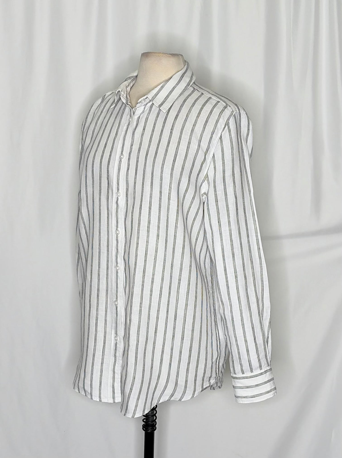 Quince European Linen Striped Shirt Large