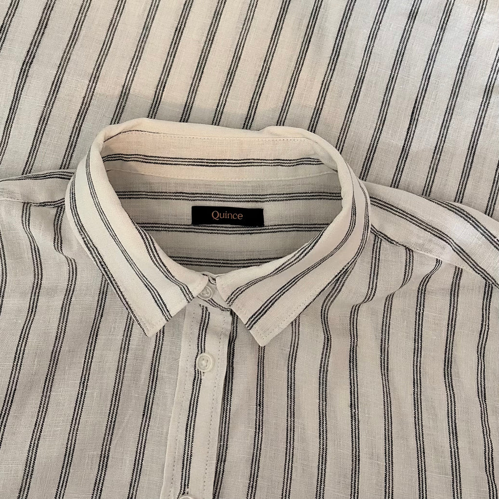 Quince European Linen Striped Shirt Large