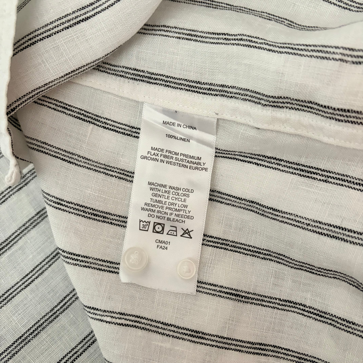 Quince European Linen Striped Shirt Large