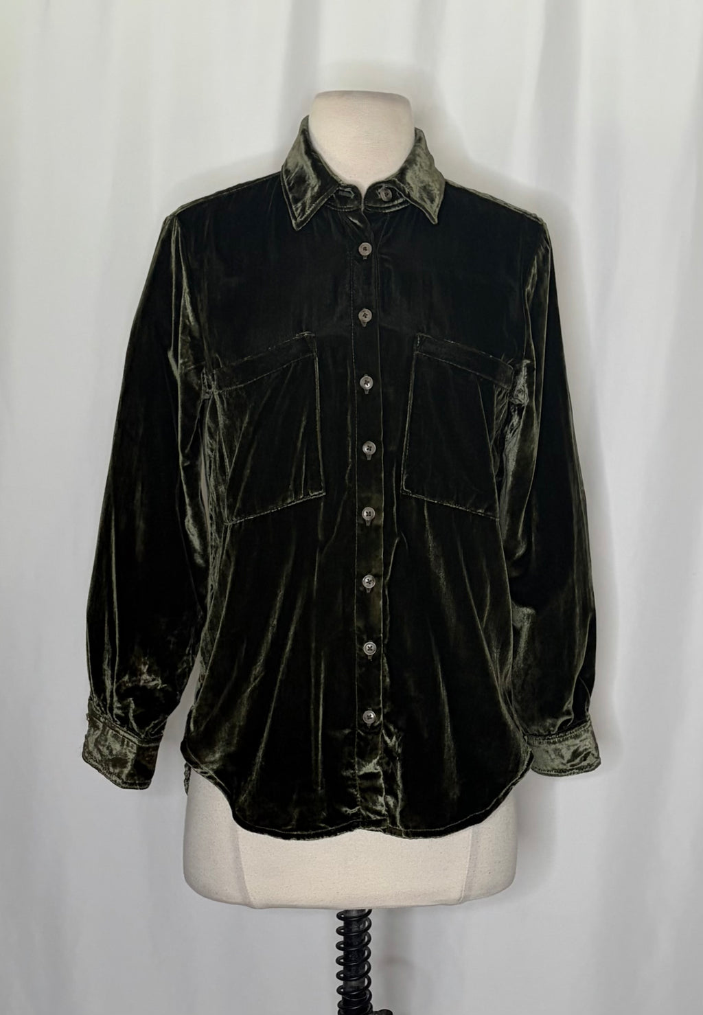 Anthropologie Pilcro Hadley Velvet Buttondown XSP