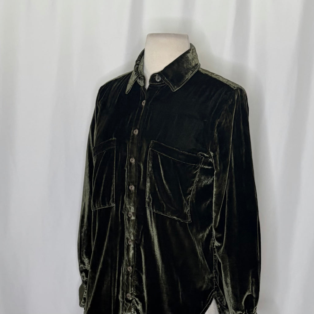 Anthropologie Pilcro Hadley Velvet Buttondown XSP