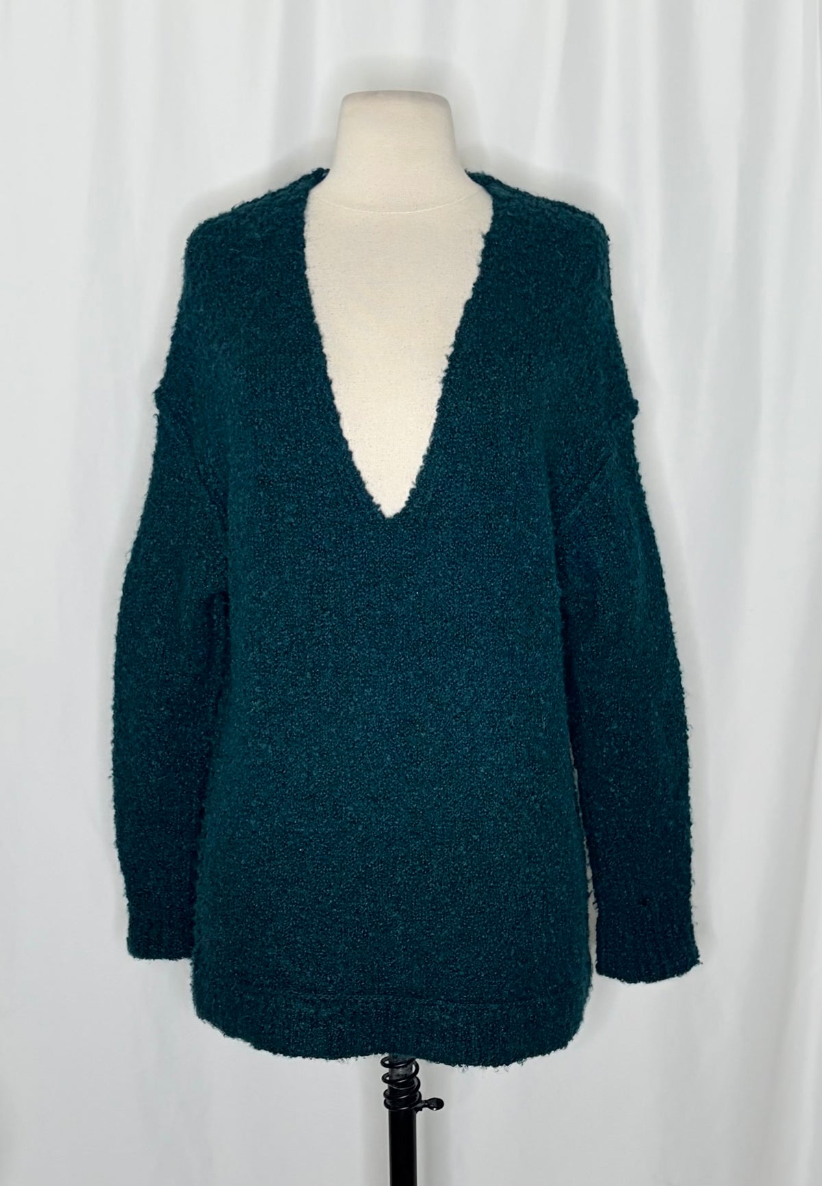 Free People Lofty V-Neck Sweater Dark Turquoise XS