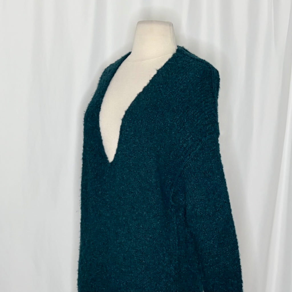 Free People Lofty V-Neck Sweater Dark Turquoise XS