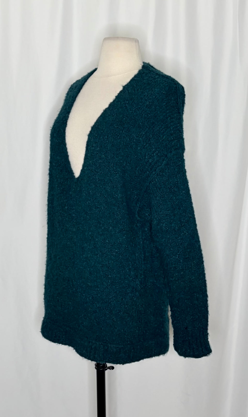 Free People Lofty V-Neck Sweater Dark Turquoise XS