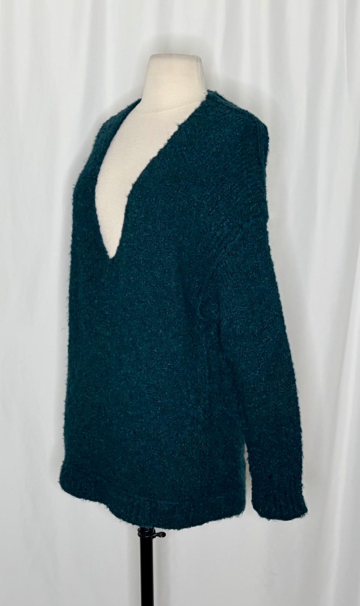 Free People Lofty V-Neck Sweater Dark Turquoise XS