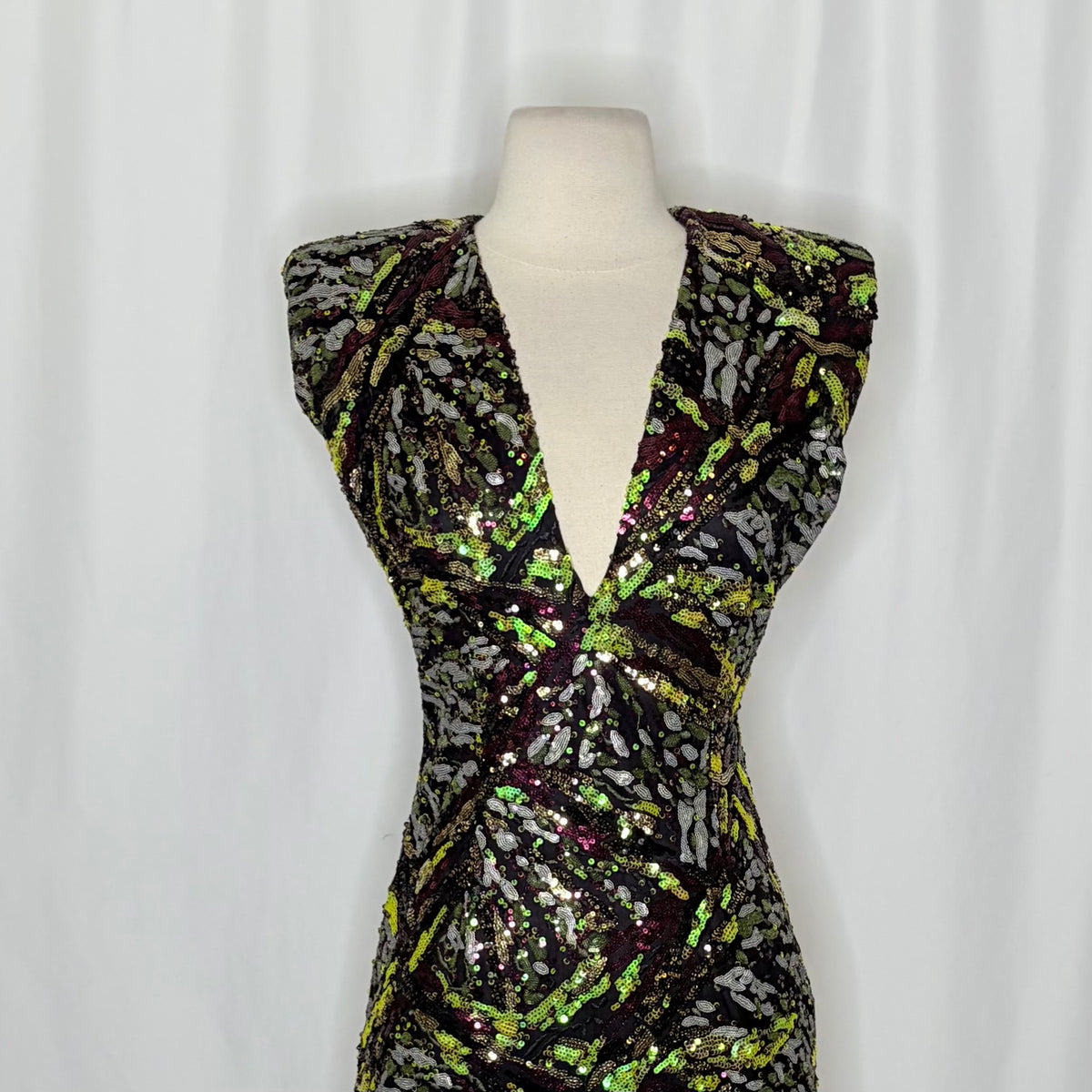 Zara Sequin Shoulder Pad Mini Dress XS