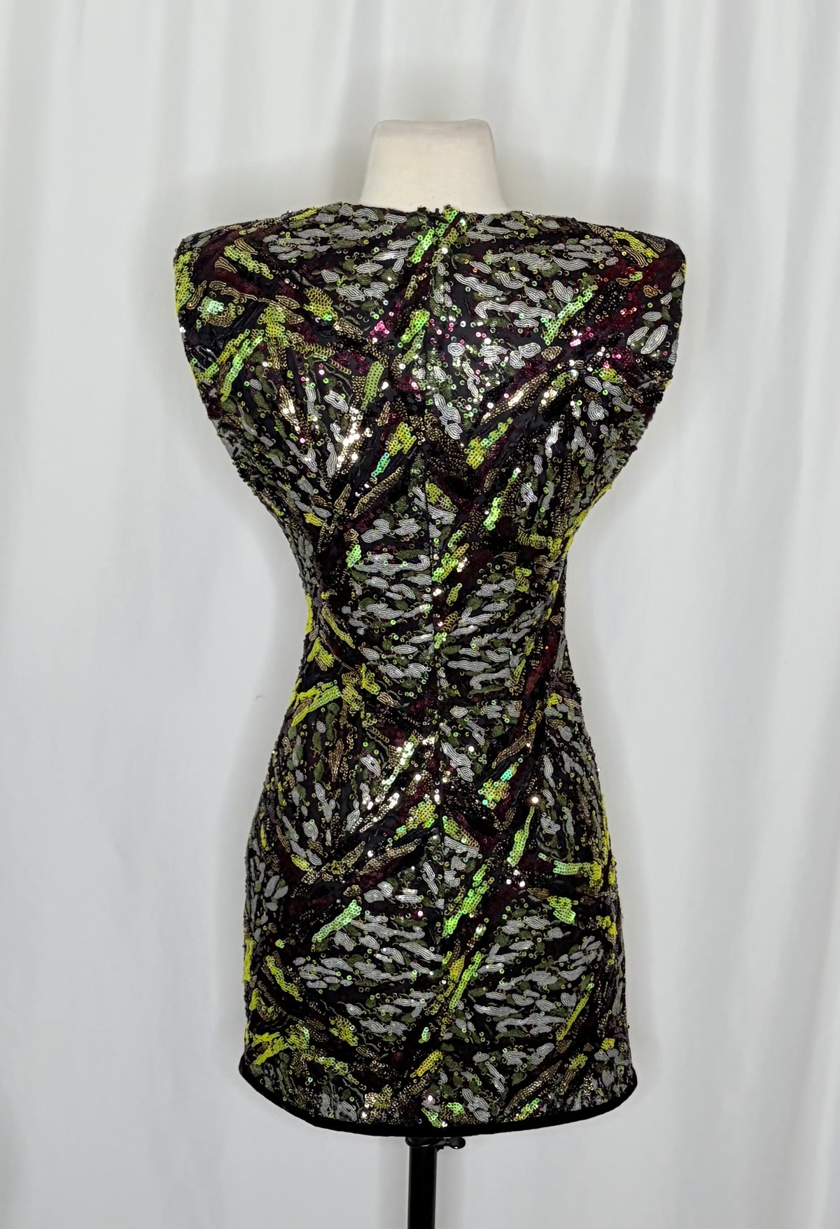 Zara Sequin Shoulder Pad Mini Dress XS