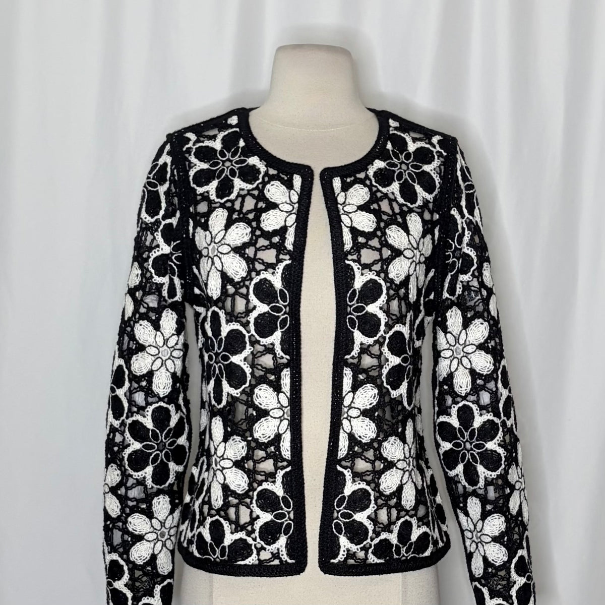 Boston Proper Crochet Floral Lace Jacket Small