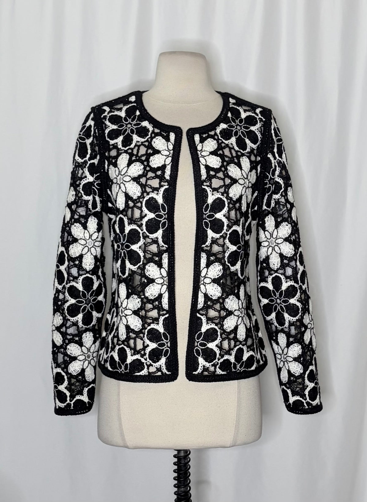 Boston Proper Crochet Floral Lace Jacket Small