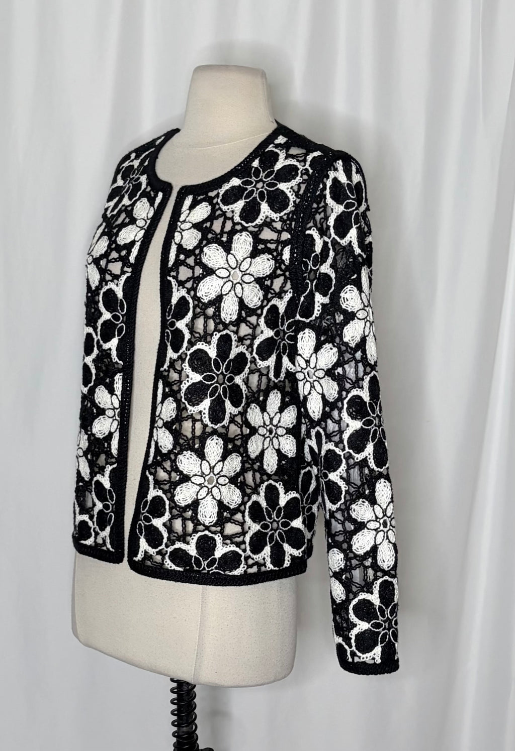 Boston Proper Crochet Floral Lace Jacket Small