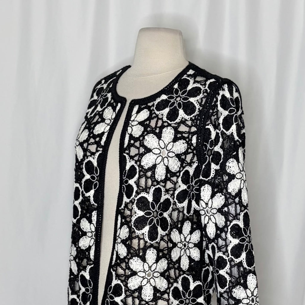 Boston Proper Crochet Floral Lace Jacket Small