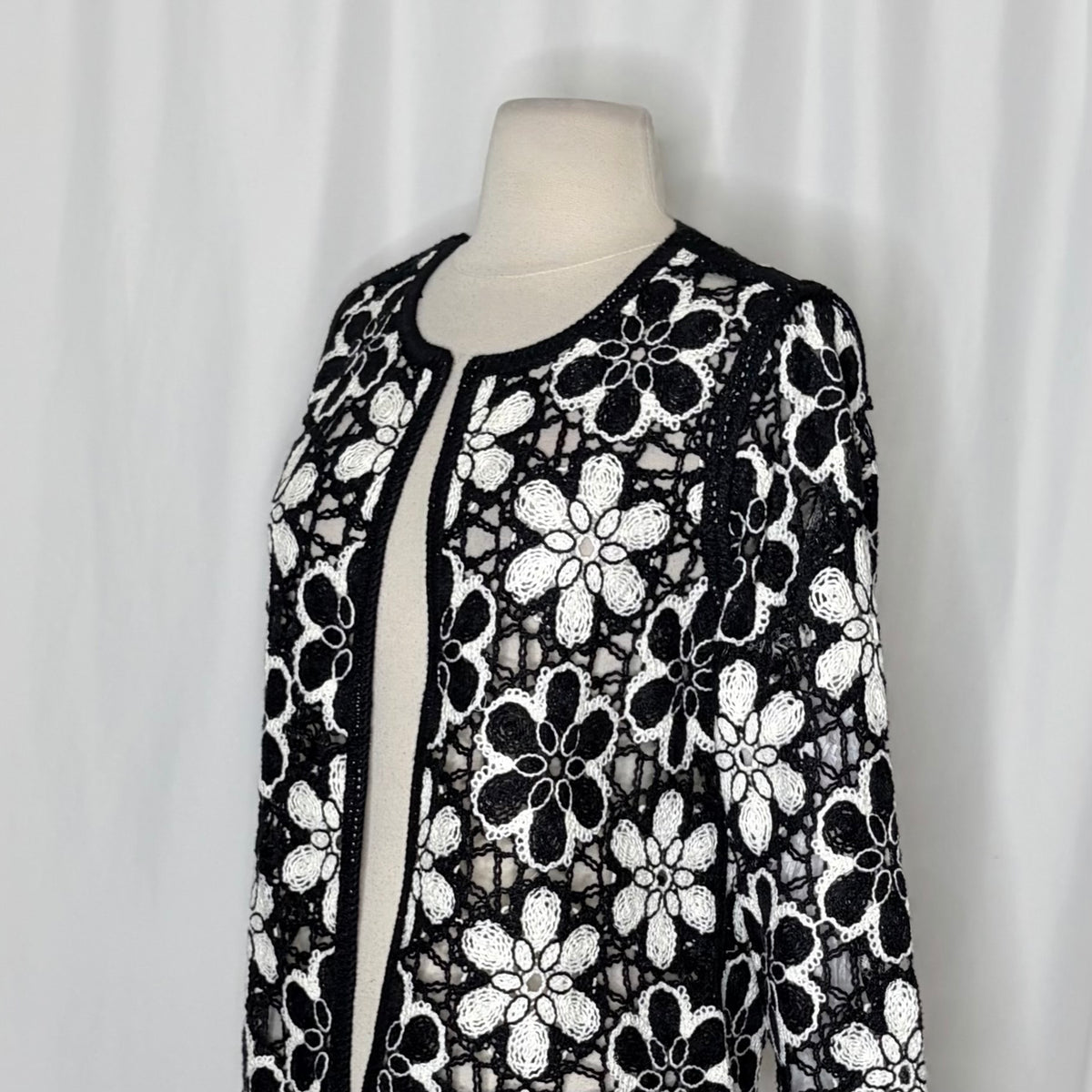 Boston Proper Crochet Floral Lace Jacket Small