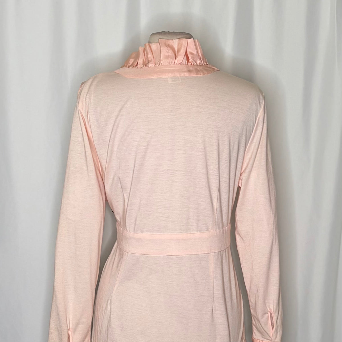 WINTERSILKS Pink 100% Silk Front Ruffle Blouse Long Sleeve Feminine Large