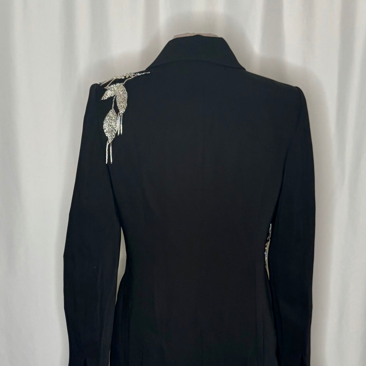 ELIE TAHARI Black Crystal Beaded Embellished Blazer One Button Glam Size 10