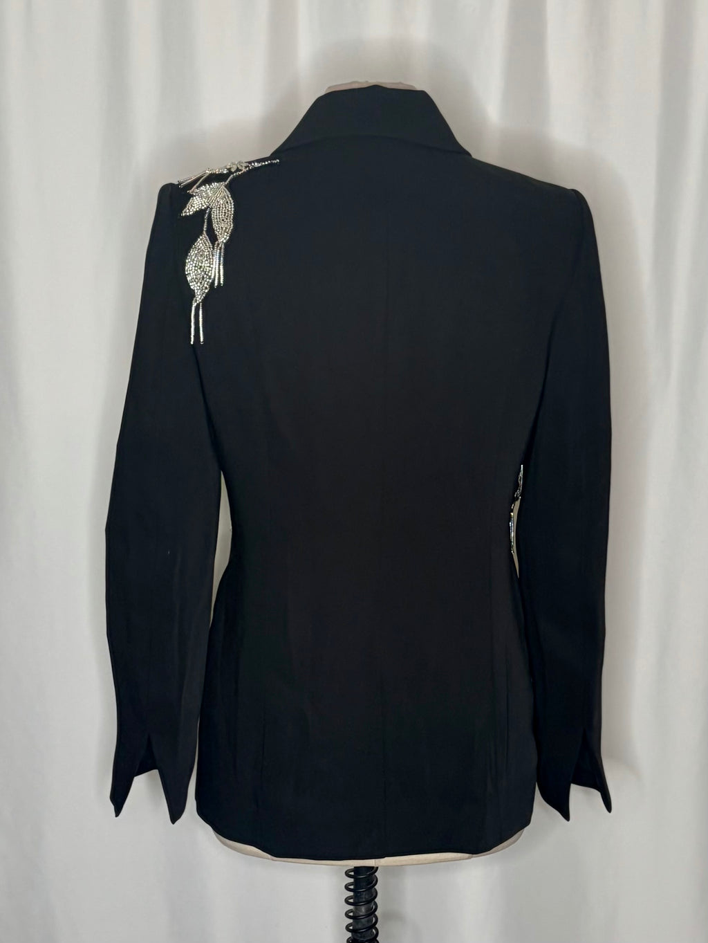 ELIE TAHARI Black Crystal Beaded Embellished Blazer One Button Glam Size 10