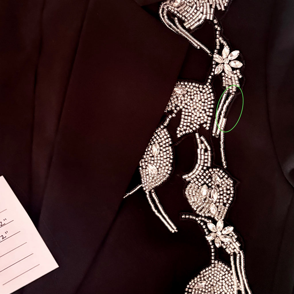 ELIE TAHARI Black Crystal Beaded Embellished Blazer One Button Glam Size 10