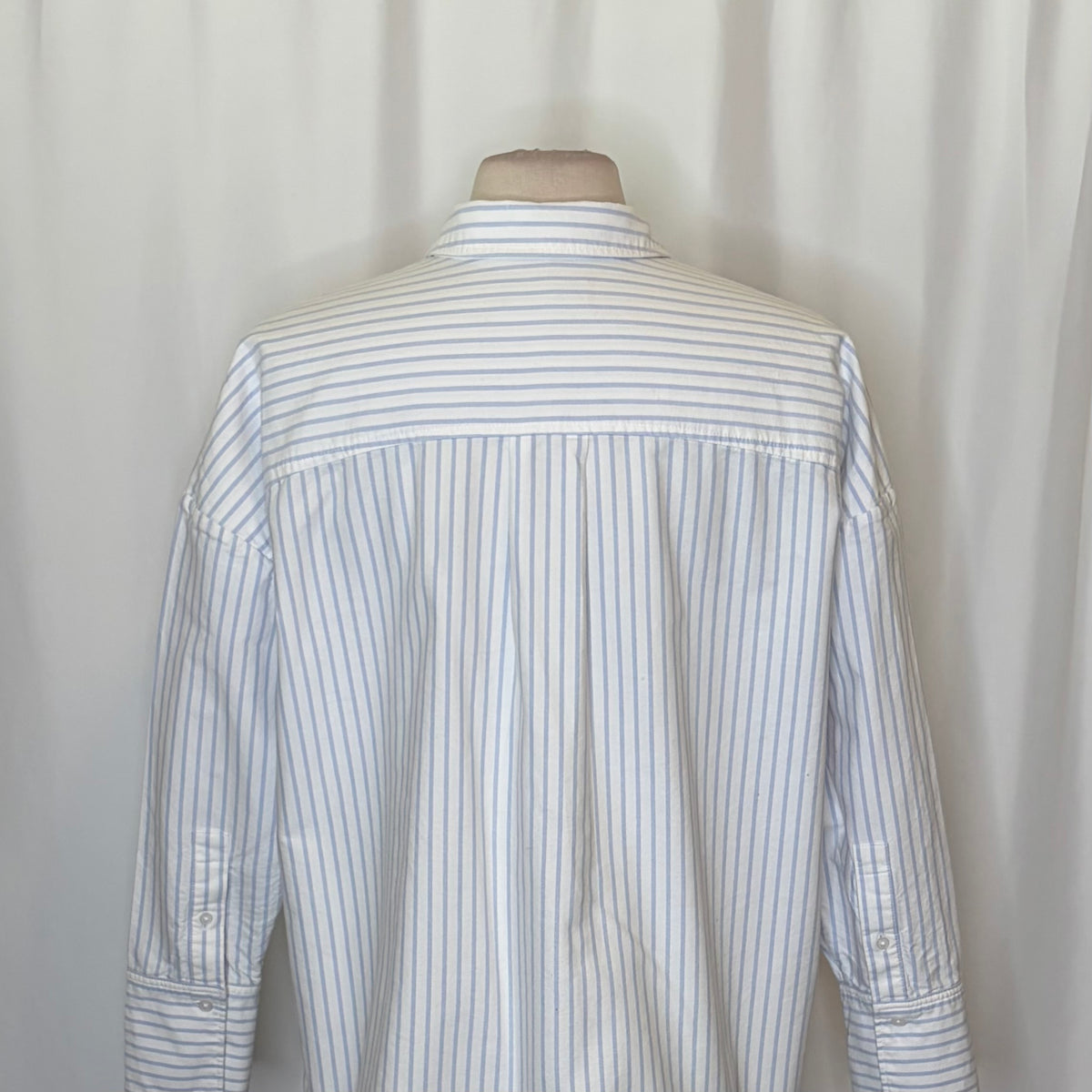 EVERLANE The Boxy Oxford Shirt Blue White Stripe Organic Cotton Oversized Small