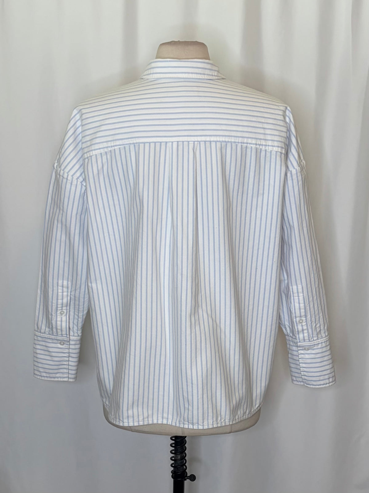 EVERLANE The Boxy Oxford Shirt Blue White Stripe Organic Cotton Oversized Small