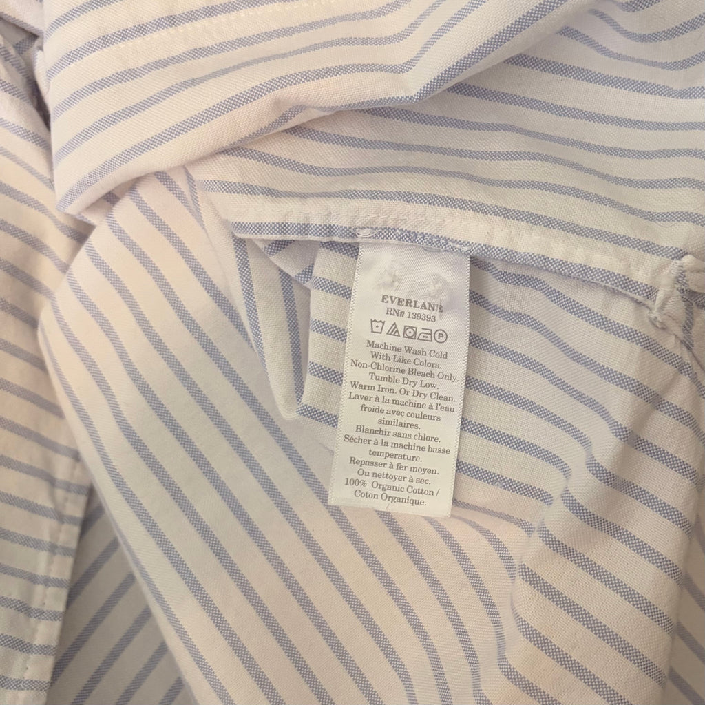 EVERLANE The Boxy Oxford Shirt Blue White Stripe Organic Cotton Oversized Small
