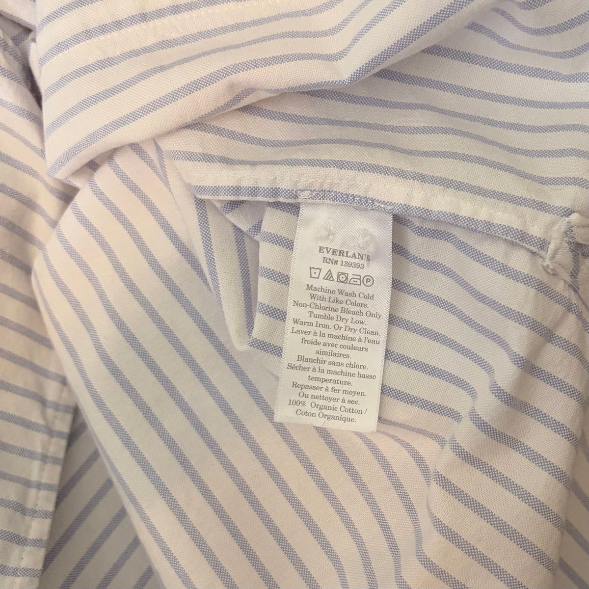EVERLANE The Boxy Oxford Shirt Blue White Stripe Organic Cotton Oversized Small
