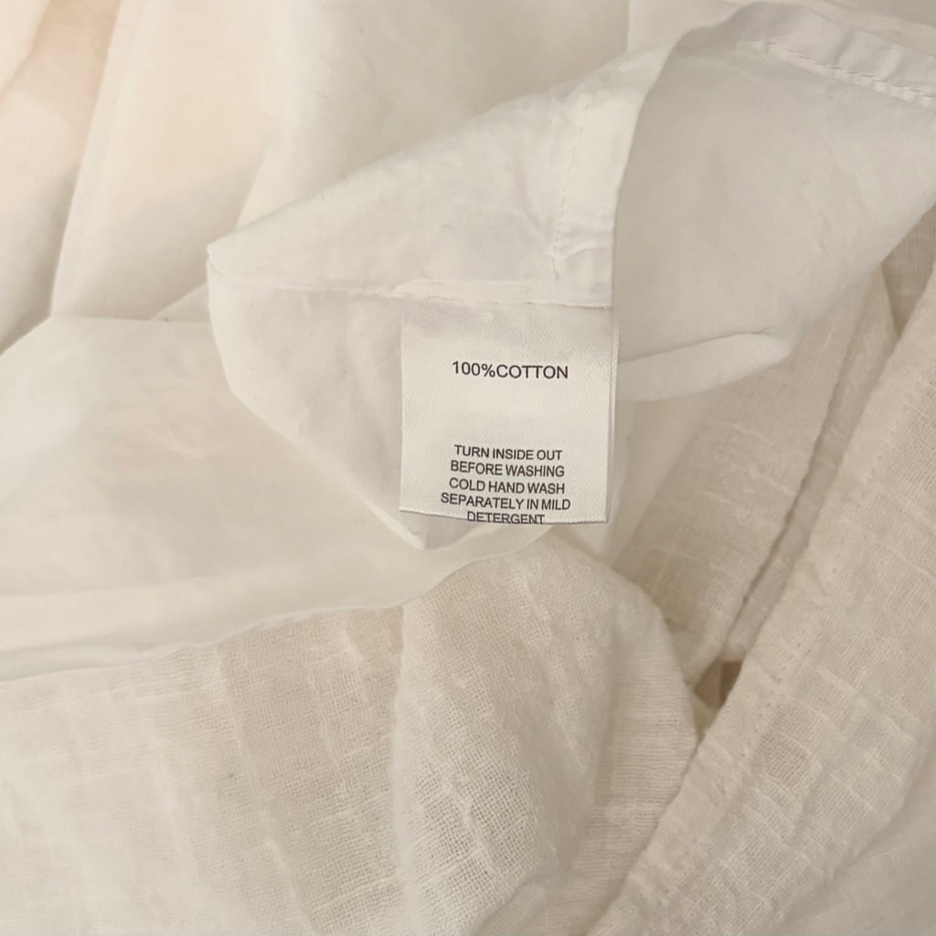 SABO Hara Dress White Textured Cotton V Neck Tie Maxi Dress X-Large US 10