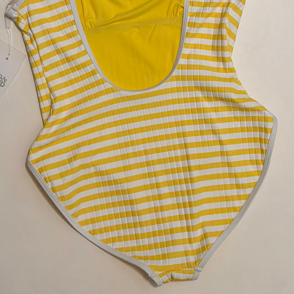 NWT!! SOLID & STRIPED Anne-Marie Ribbed One Piece Swimsuit Lemon Stripe X-Large