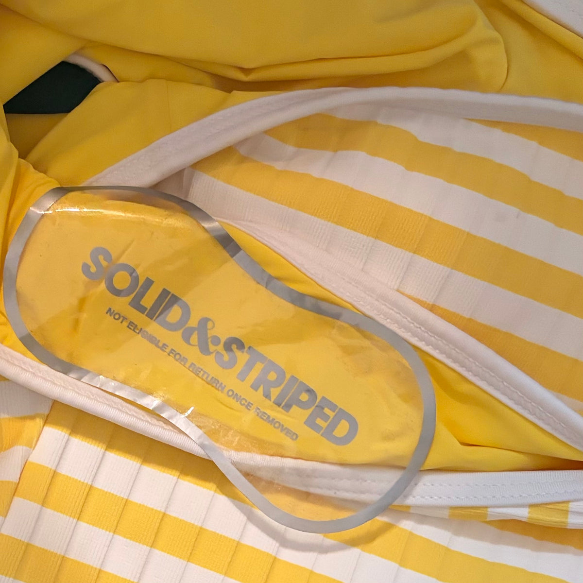 NWT!! SOLID & STRIPED Anne-Marie Ribbed One Piece Swimsuit Lemon Stripe X-Large