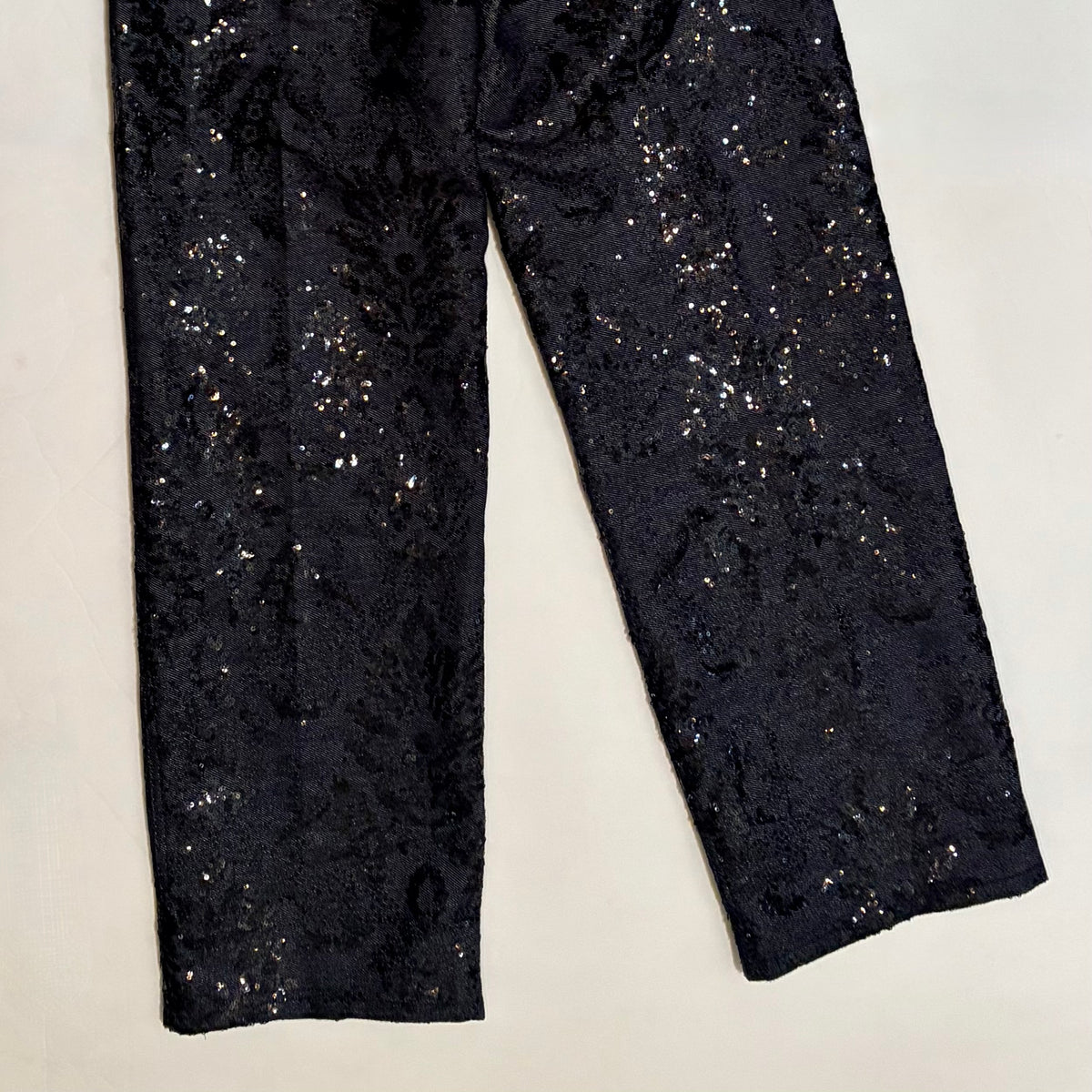 ZARA ZW Collection Sequin Paisley Straight Leg Jeans Black Runway Size 2