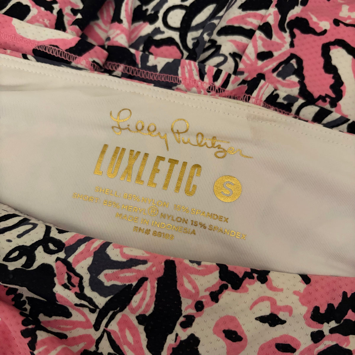 LILLY PULITZER Amira Luxletic Skort Hangin With My Boo Hibiscus Pink Small