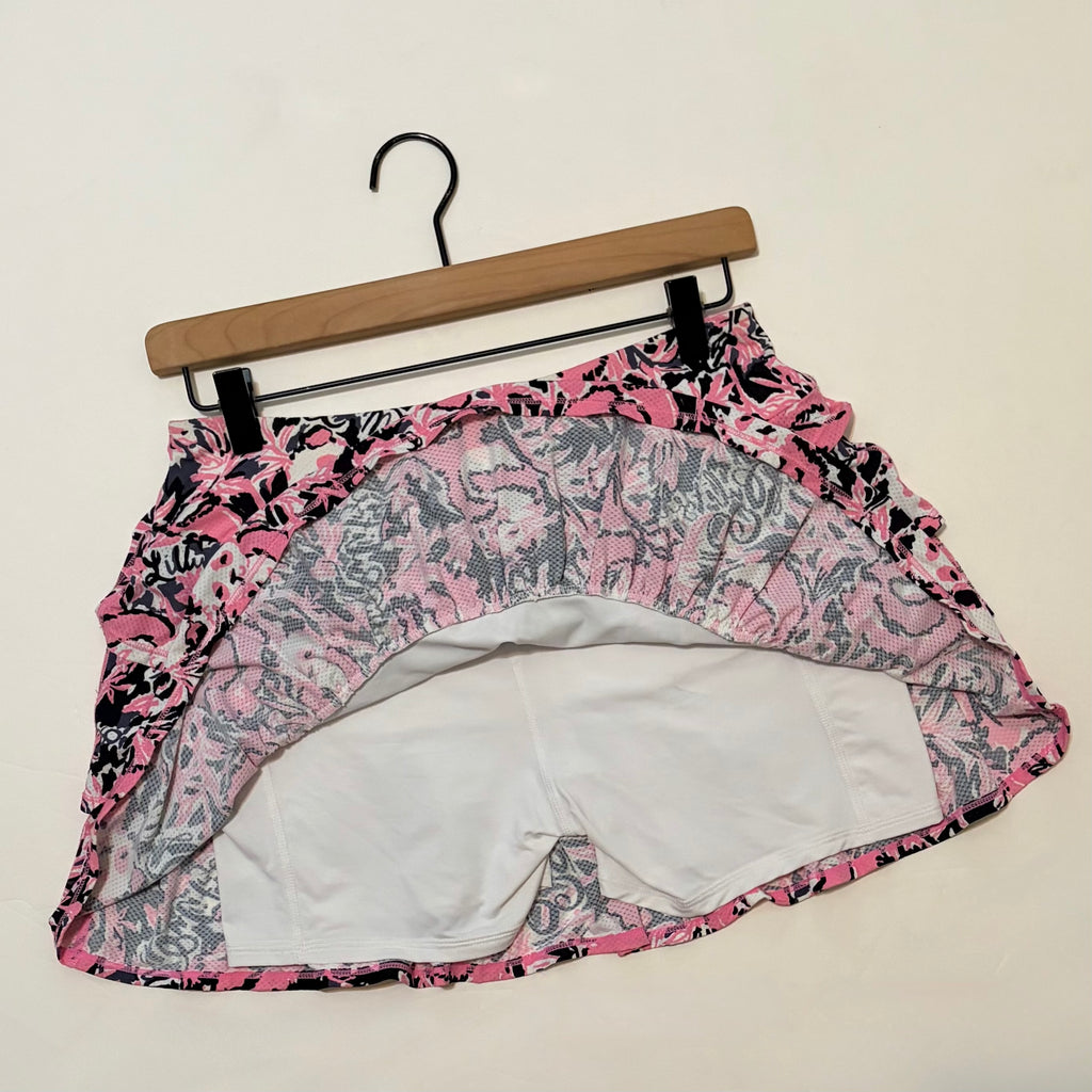 LILLY PULITZER Amira Luxletic Skort Hangin With My Boo Hibiscus Pink Small