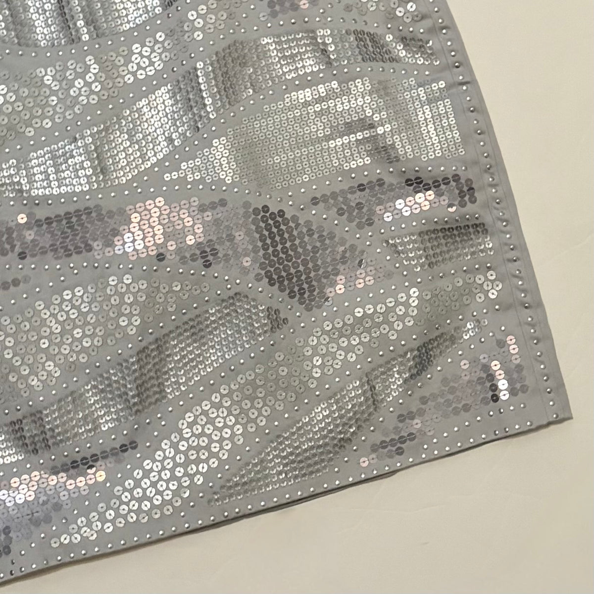 WHITE HOUSE BLACK MARKET Silver Sequin Pencil Mini Skirt Holiday Party WHBM 14