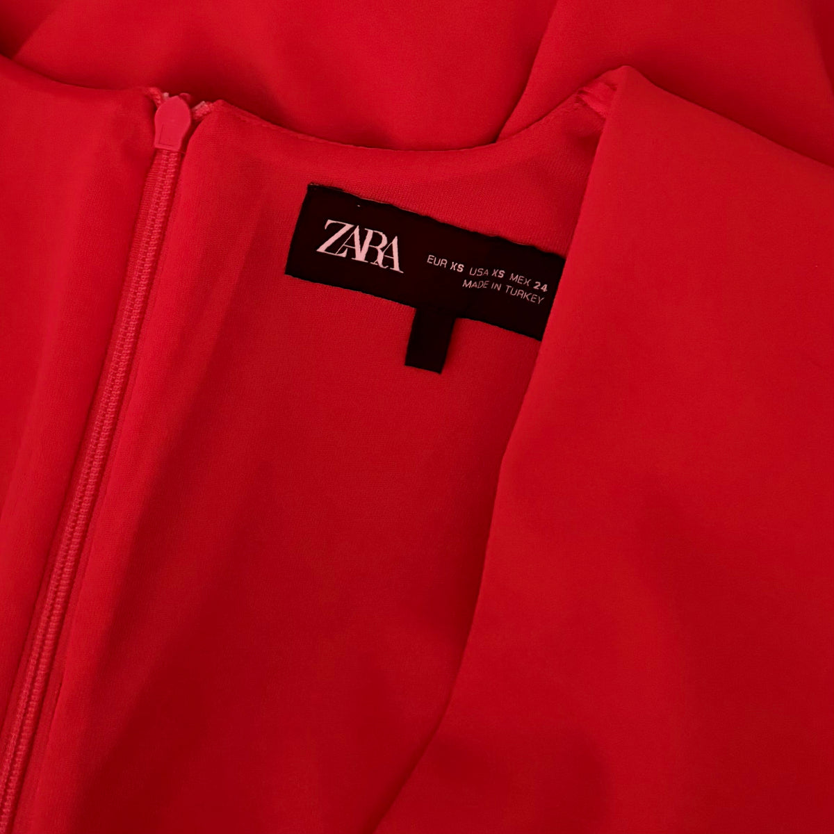 ZARA Red Structured Padded Shoulders Deep V Neck Long Sleeve Bodysuit X-Small