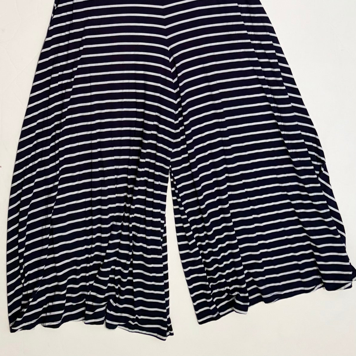 ANTHROPOLOGIE Lissa Wide Leg Jumpsuit Navy White Striped Knit Nautical Large