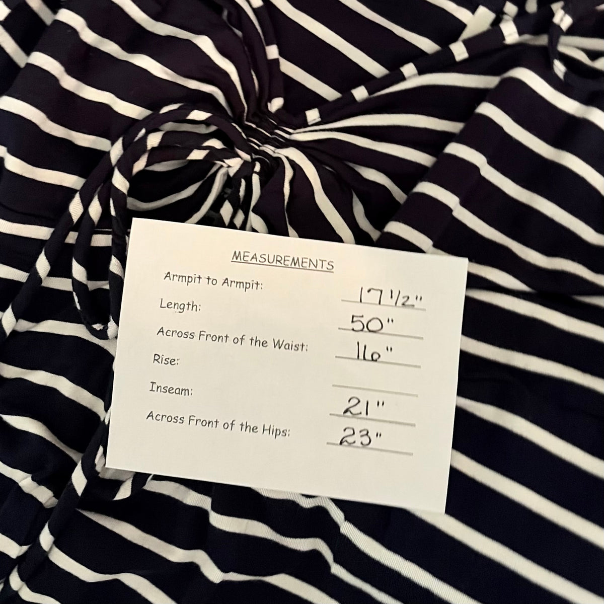 ANTHROPOLOGIE Lissa Wide Leg Jumpsuit Navy White Striped Knit Nautical Large