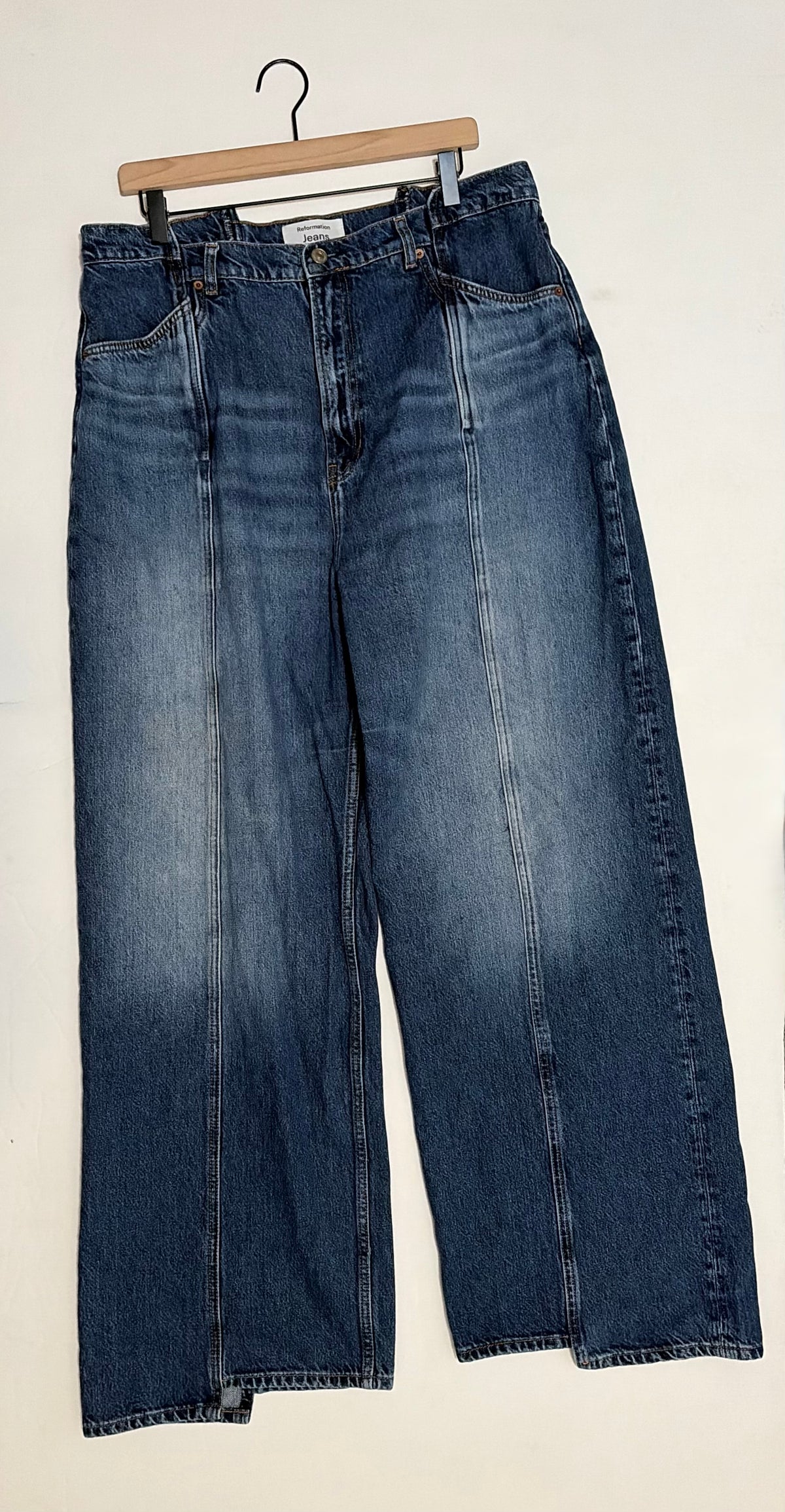 REFORMATION Cary High Rise Slouchy Wide Leg Jeans Cabo Reworked Blue Size 33