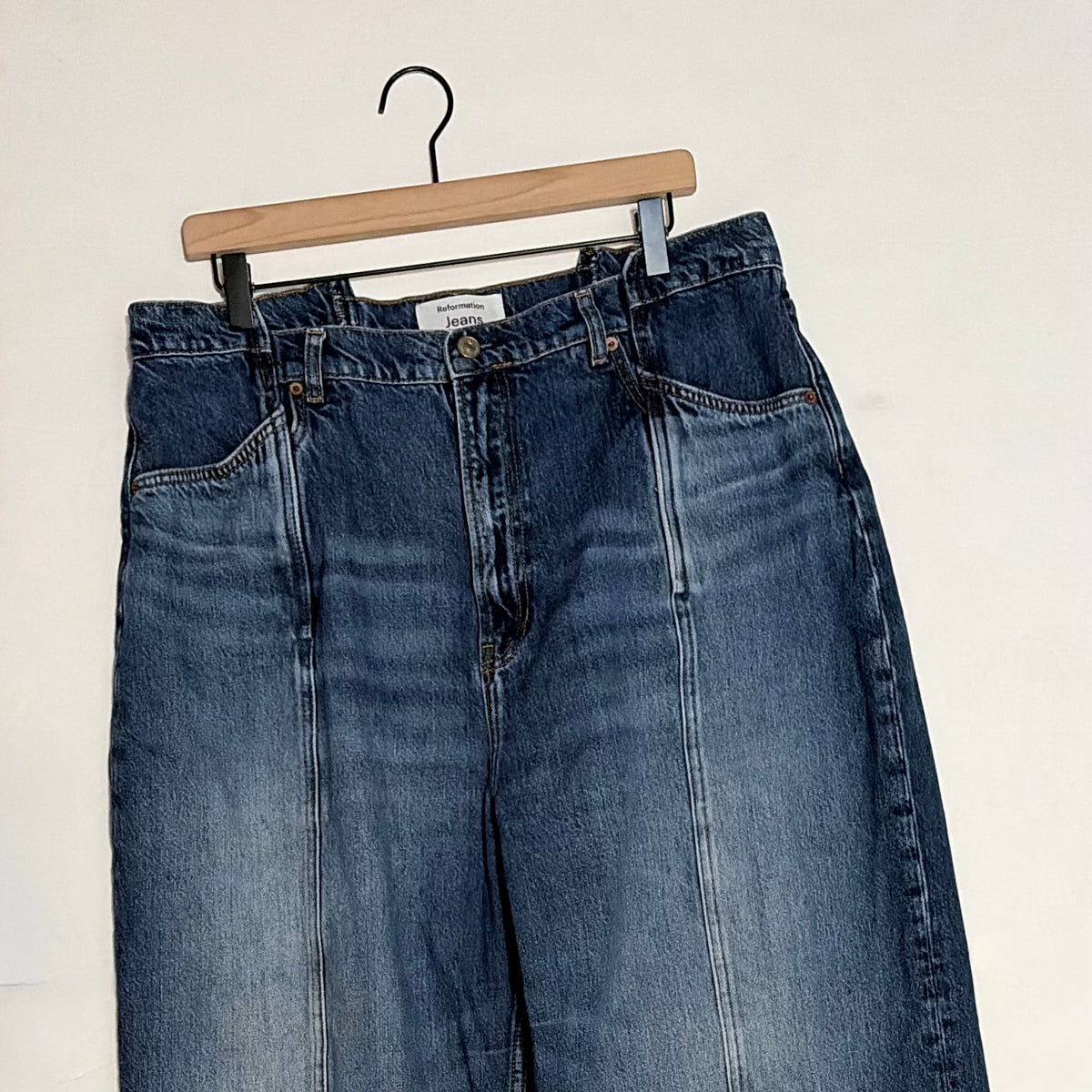 REFORMATION Cary High Rise Slouchy Wide Leg Jeans Cabo Reworked Blue Size 33