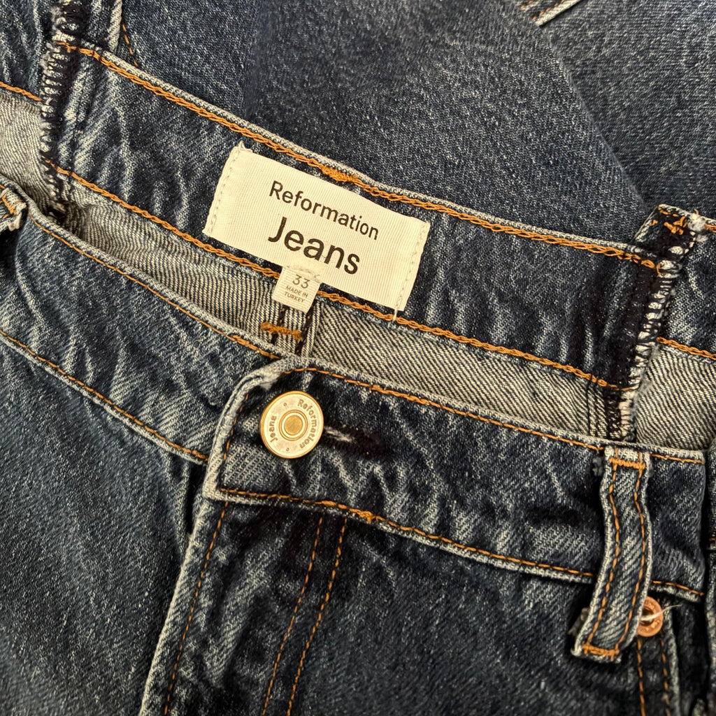REFORMATION Cary High Rise Slouchy Wide Leg Jeans Cabo Reworked Blue Size 33