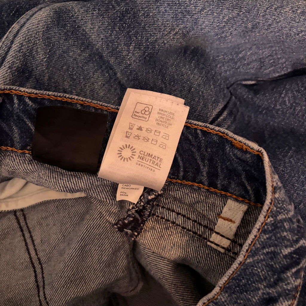 REFORMATION Cary High Rise Slouchy Wide Leg Jeans Cabo Reworked Blue Size 33