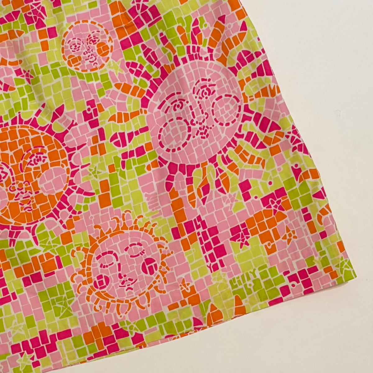 LILLY PULITZER Vintage Sun Salute Mosaic Mini Skirt Pink Green Orange Size 6