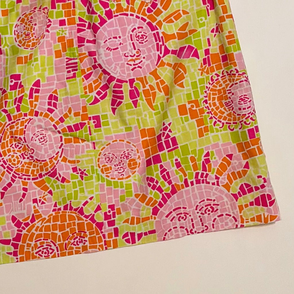 LILLY PULITZER Vintage Sun Salute Mosaic Mini Skirt Pink Green Orange Size 6