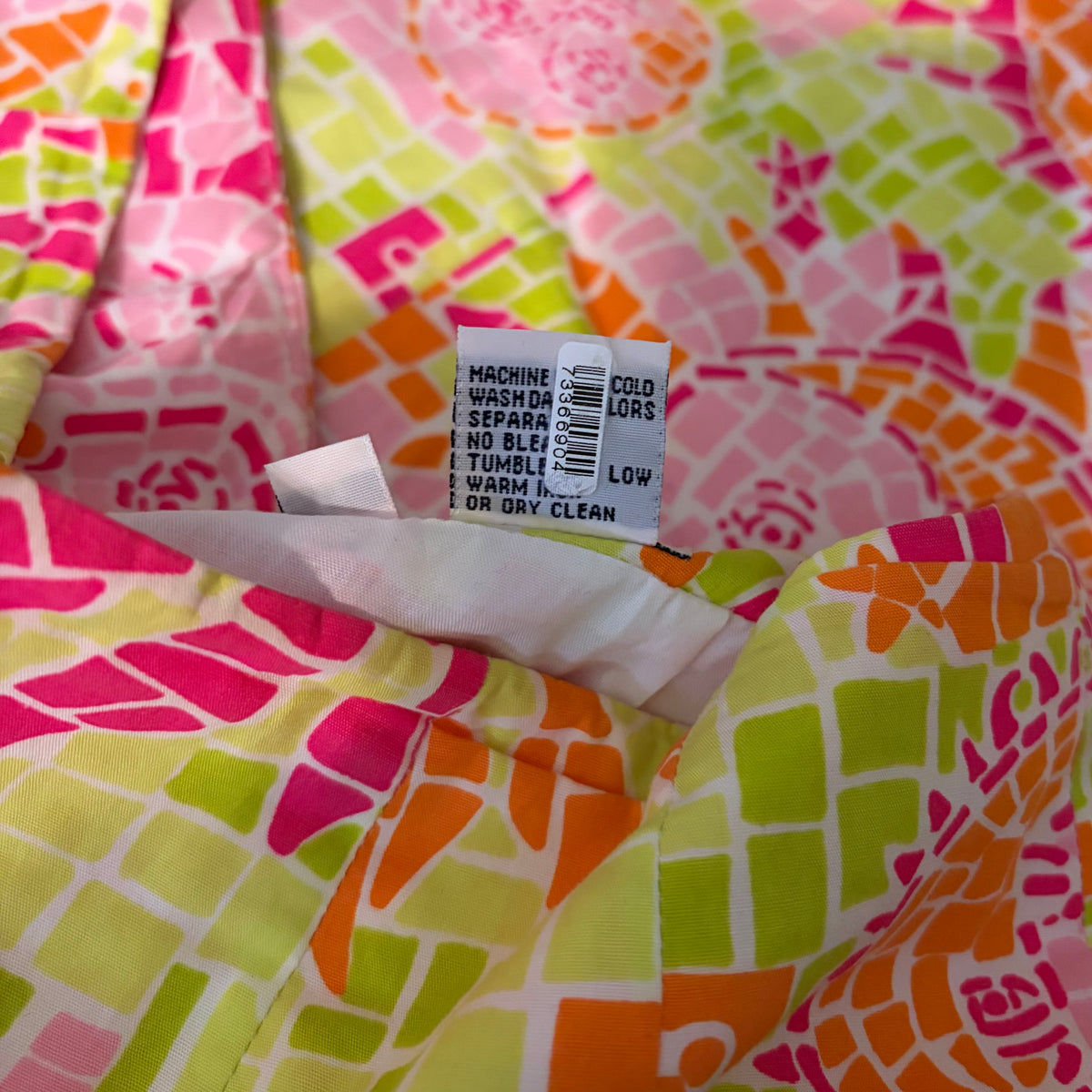 LILLY PULITZER Vintage Sun Salute Mosaic Mini Skirt Pink Green Orange Size 6
